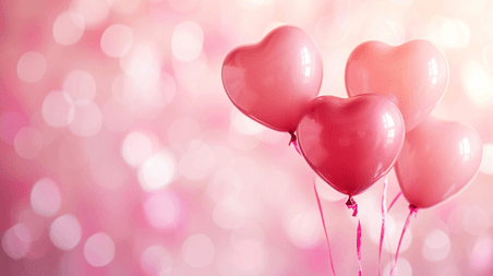 创意粉色情人节爱心气球背景素材