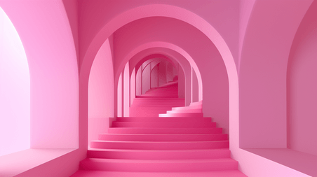 创意粉色拱形门楼梯妇女节女神节女王节背景19