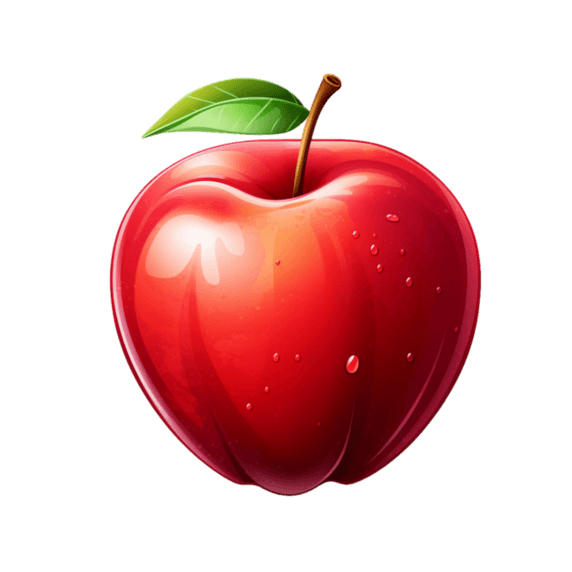 创意绘画红苹果元素免抠图案水果