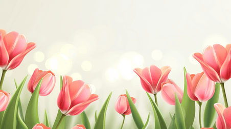 创意简约春天郁金香唯美清新花朵花束花丛的背景9