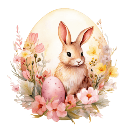 创意建模可爱兔子元素免抠复活节水彩图案