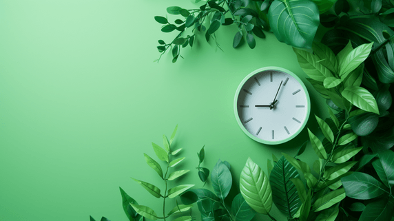 创意时钟时间概念绿色背景2