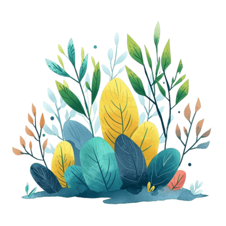 创意植物手绘插画春天免抠元素