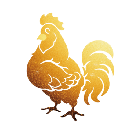 创意十二生肖金箔材质鸡免抠素材