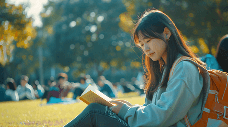 创意校园草坪上的大学生们教育读书阅读11