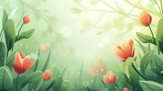 创意春天里小清新花朵风景的春季背景插画23