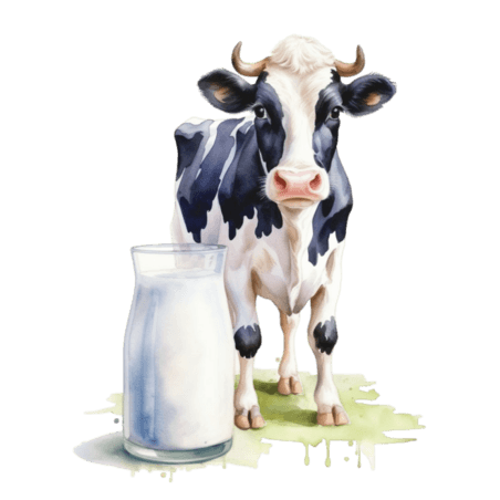 创意乳制品数字艺术牛奶牧场元素免抠图案