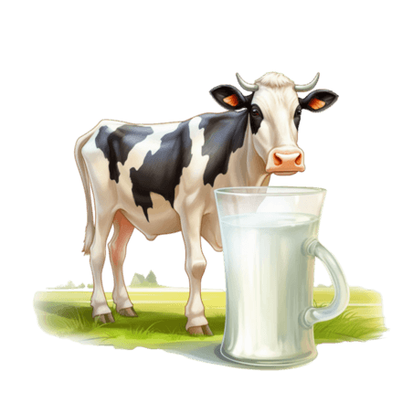 创意特色牛奶牧场元素乳制品免抠图案