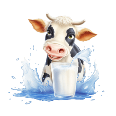 创意艺术牛奶牧场元素免抠乳制品图案