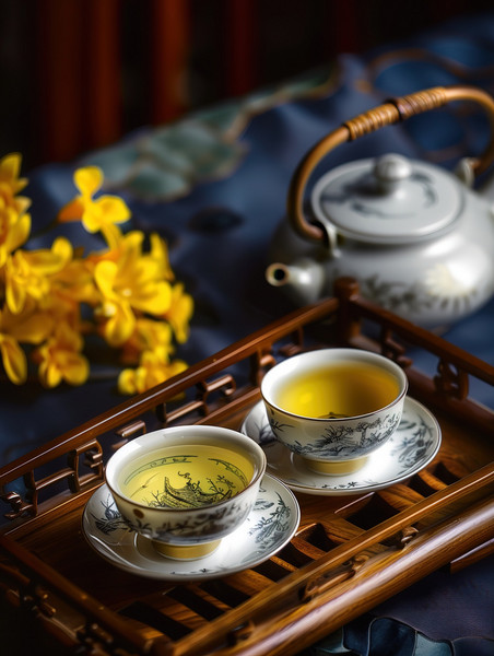 功夫茶茶艺茶道中式品茶传统工艺制作的春茶高清摄影图
