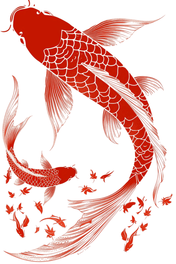 创意免抠红色锦鲤手绘描边元素