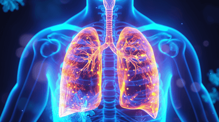 医疗健康疾病肺部呼吸疾病创意人体胸腔透视图插画