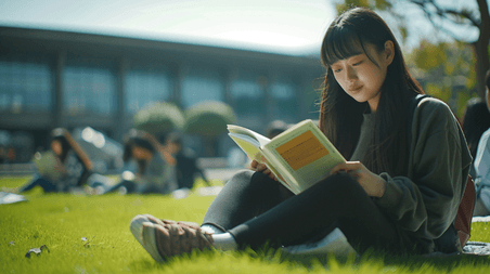 创意校园草坪上的大学生们教育读书阅读12