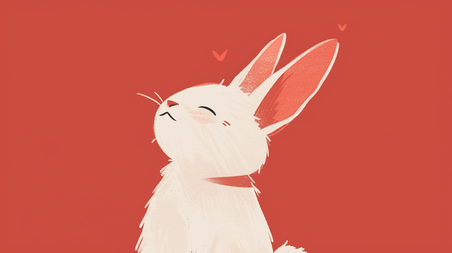 创意红色场景可爱小动物的小兔子卡通插画7