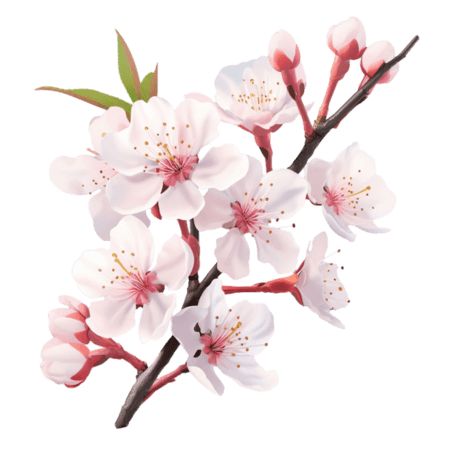 创意3d美丽春天植物花朵樱花梅花元素免抠图案