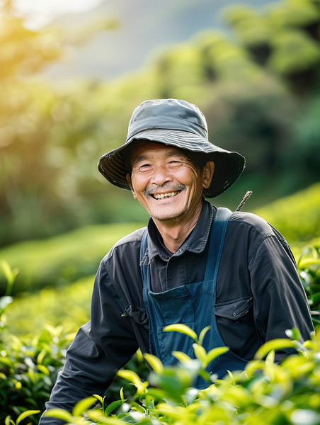 创意茶园的园丁人物农民在采茶高清图片