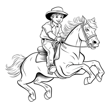 创意纹理骑马少年元素免抠图案