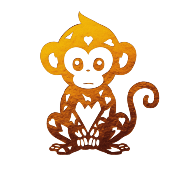 创意十二生肖金箔素材猴金色剪纸风动物
