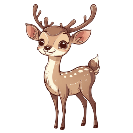 创意可爱小鹿动物免抠卡通手绘元素