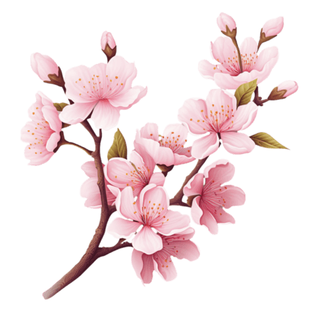 创意春天植物花朵樱花美丽梅花元素免抠图案