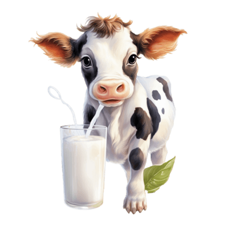 创意乳制品写实牛奶牧场元素免抠图案