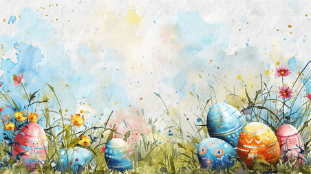 创意复活节手绘彩蛋插画-