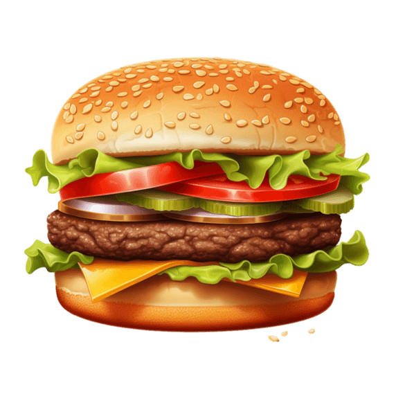 创意ai绘画汉堡包食物元素免抠图案