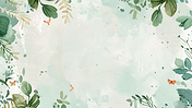 创意简约绿色扁平水彩场景树叶树枝蝴蝶的背景11