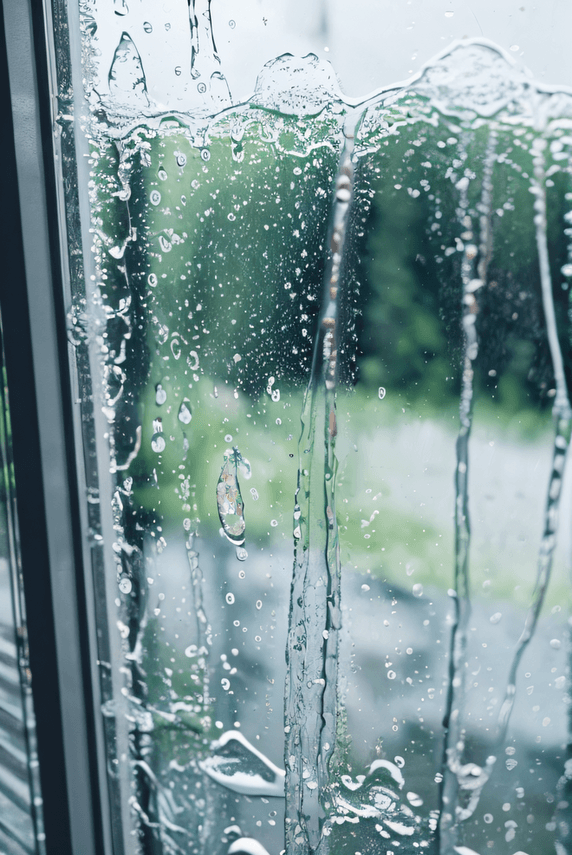 下雨大雨谷雨创意被雨水打湿的玻璃窗户摄影照片