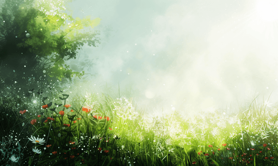 绿色春天草坪植物绿植边框童话背景