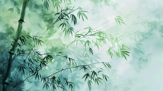 清明节中国风创意江南竹林彩绘插画2