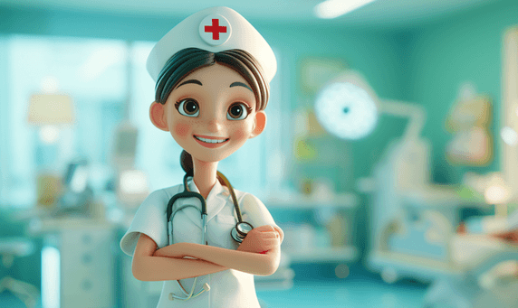 创意卡通漫画护士形象人物医疗