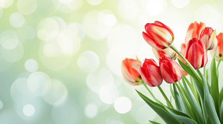 创意简约唯美清新春天郁金香花朵花束花丛的背景16