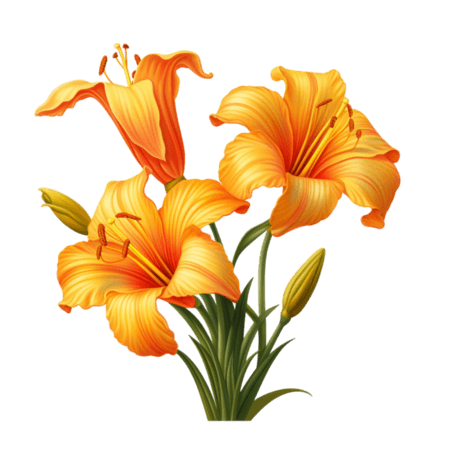 创意数字艺术黄色花朵元素春天春季花朵植物百合免抠图案