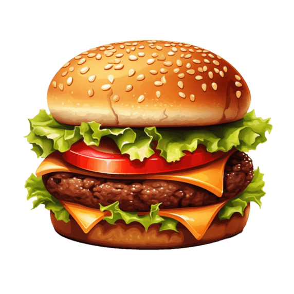 创意艺术汉堡包食物元素免抠图案