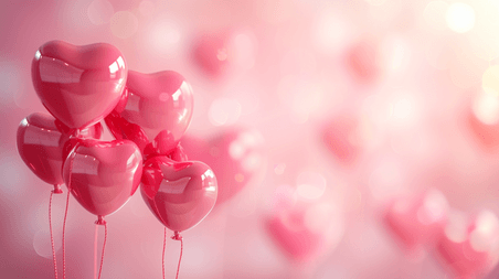 创意粉色情人节爱心气球浪漫背景