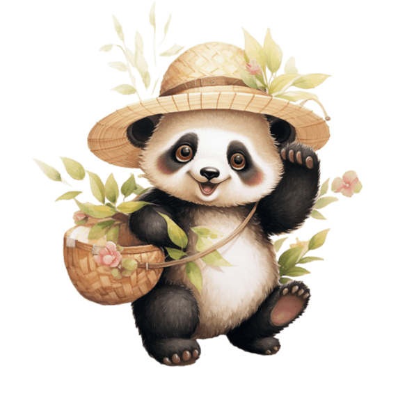 创意建模可爱熊猫动物拟人元素免抠图案