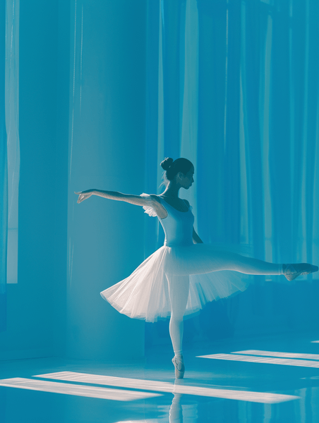 创意妇女节舞蹈蓝色芭蕾跳舞的小姑娘插画143