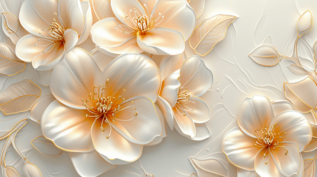 创意白色欧式简约花朵金属质感立体浪漫妇女节的插画8
