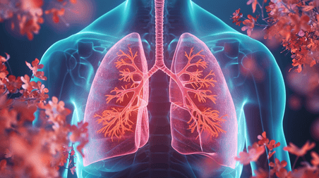 创意医疗健康疾病肺部呼吸疾病人体胸腔透视图