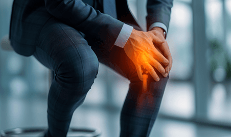 创意商务男士大腿肌肉痛医疗健康膝盖疼痛