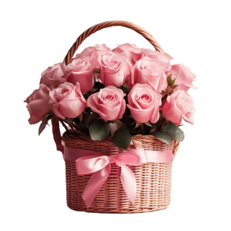 创意简洁粉色鲜花元素玫瑰花植物免抠图案