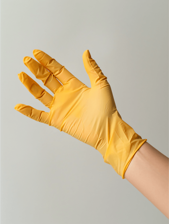 创意戴着手套的研究人员手部护理打扫清洁人员