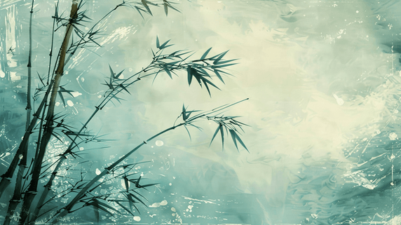 创意清明节水墨风中国风江南竹林彩绘插画0