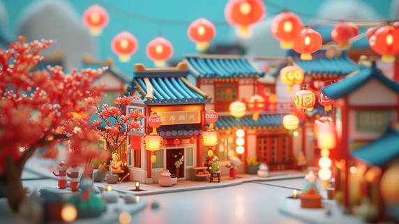 创意新年元宵节灯会过年素材