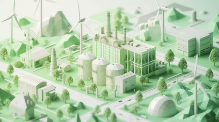 环保新能源绿色化工厂立体模型的插画2