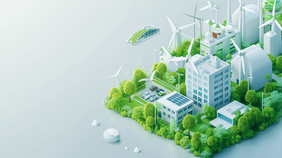 创意25D绿色化工厂立体模型环保新能源的插画8