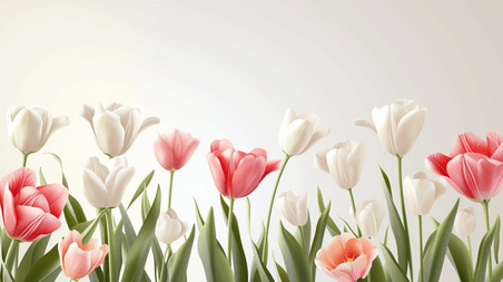 创意简约唯美清新花朵花束花丛的春天郁金香背景8