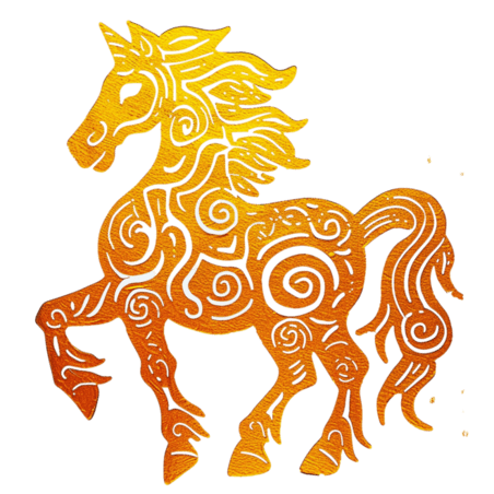 创意金色动物剪纸中国传统文化十二生肖马免抠元素