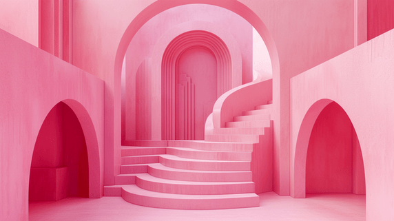 创意妇女节女神节女王节粉色拱形门楼梯背景18